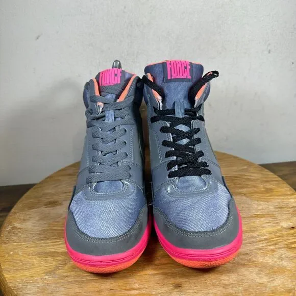 Nike Force Sky‎ High Top Hidden Wedge Women's Size 8 Gray Pink Shoes 629746-008